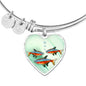 Neon Tetra Fish Print Heart Pendant Luxury Bangle