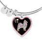 Pomeranian Dog Love Print Heart Pendant Bangle