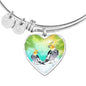 Cockatiel Parrot Art Print Heart Pendant Bangle