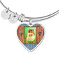 Golden Hamster Art Print Heart Pendant Bangle