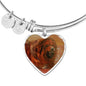 Tibetan Mastiff Print Heart Pendant Luxury Bangle