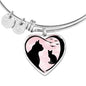 Cat Vector Art Print Heart Pendant Bangle