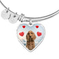 Cocker Spaniel Print Luxury Heart Charm Bangle