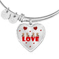 Yorkie Love Print Heart Pendant Luxury Bangle
