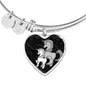 Cute Unicorn Print Heart Pendant Luxury Bangle