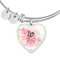 Bulldog Print Heart Charm Bangle