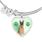 Belgian Malinois Print Luxury Heart Charm Bangle
