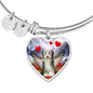 Bearded Collie Print Luxury Heart Charm Bangle