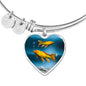 Butterfly Koi Fish Print Heart Pendant Luxury Bangle