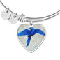 Hyacinth Macaw Parrot Art Print Heart Pendant Bangle