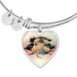 Golden Hamster Hanging Print Heart Pendant Bangle
