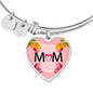 "MOM" Print Heart Pendant Luxury Bangle