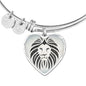 Lion Black&White Art Print Heart Pendant Bangle