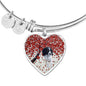 English Springer Spaniel Print Heart Pendant Luxury Bangle