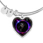 Black Labrador Dog Print Heart Pendant Bangle
