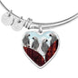 African Grey Parrot Print Heart Pendant Bangle