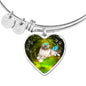 Birman Cat Print Heart Pendant Bangle
