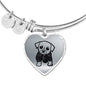 Cute Dog Art Print Heart Pendant Luxury Bangle