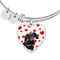 Dachshund Print Luxury Heart Charm Bangle