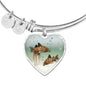 Corydoras Paleatus Fish Print Heart Pendant Bangle