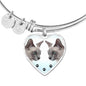 Tonkinese Cat Print Heart Pendant Luxury Bangle