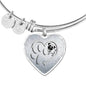 Pug Paws Print Heart Pendant Luxury Bangle