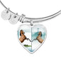 Lusitano Horse Print Heart Pendant Luxury Bangle
