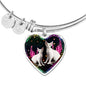 Devon Rex Cat Print Heart Pendant Bangle