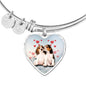 Cute Beagle Print Luxury Heart Charm Bangle