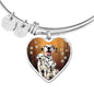 Cute Dalmatian Dog Print Luxury Heart Charm Bangle