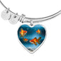 Common Goldfish Print Heart Pendant Luxury Bangle