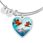 Oranda Fish Print Heart Pendant Luxury Bangle