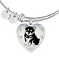 Shiba Inu Dog Print Heart Pendant Bangle