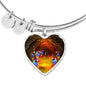Gouldian Finch (Rainbow Finch) Print Heart Pendant Bangle