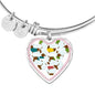 Dachshund Dog Art Print Heart Pendant Bangle
