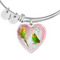 Budgerigar Parrot Print Heart Pendant Bangle