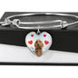 Cocker Spaniel Print Luxury Heart Charm Bangle
