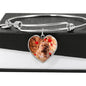 Bordeaux Mastiff Print Luxury Heart Charm Bangle