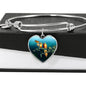 Lovely Parrot Print Heart Pendant Bangle