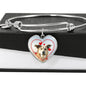 Cute Chinook Print Luxury Heart Charm Bangle