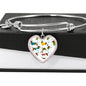 Dachshund Dog Art Print Heart Pendant Bangle