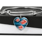 Siamese Fighting Fish Print Heart Pendant Luxury Bangle