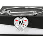 Cute Boston Terrier Print Heart Pendant Luxury Bangle