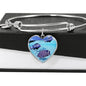 Afra Cichlid Fish Print Heart Pendant Bangle