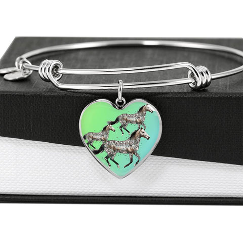 Quarter Horse Art Print Heart Pendant Bangle