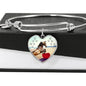 Lovely Horse Print Luxury Heart Charm Bangle