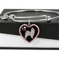 Pomeranian Dog Love Print Heart Pendant Bangle