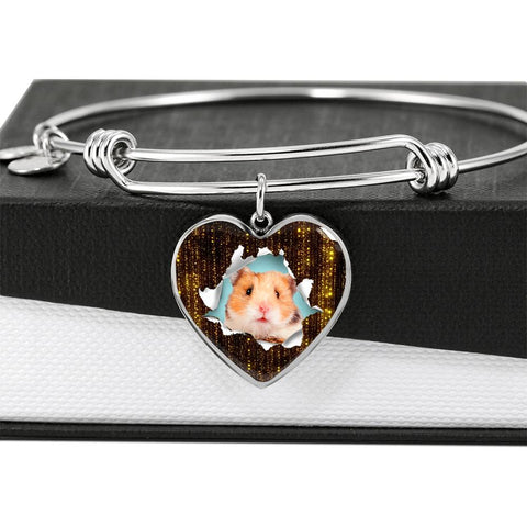Syrian Hamster Print Heart Pendant Bangle