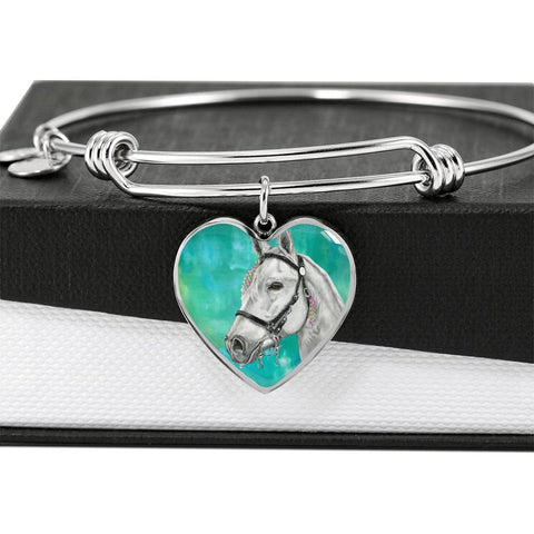 Andalusian Horse Watercolor Art Print Heart Pendant Bangle
