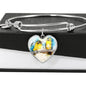 Blue And Yellow Macaw Parrot Art Print Heart Pendant Bangle